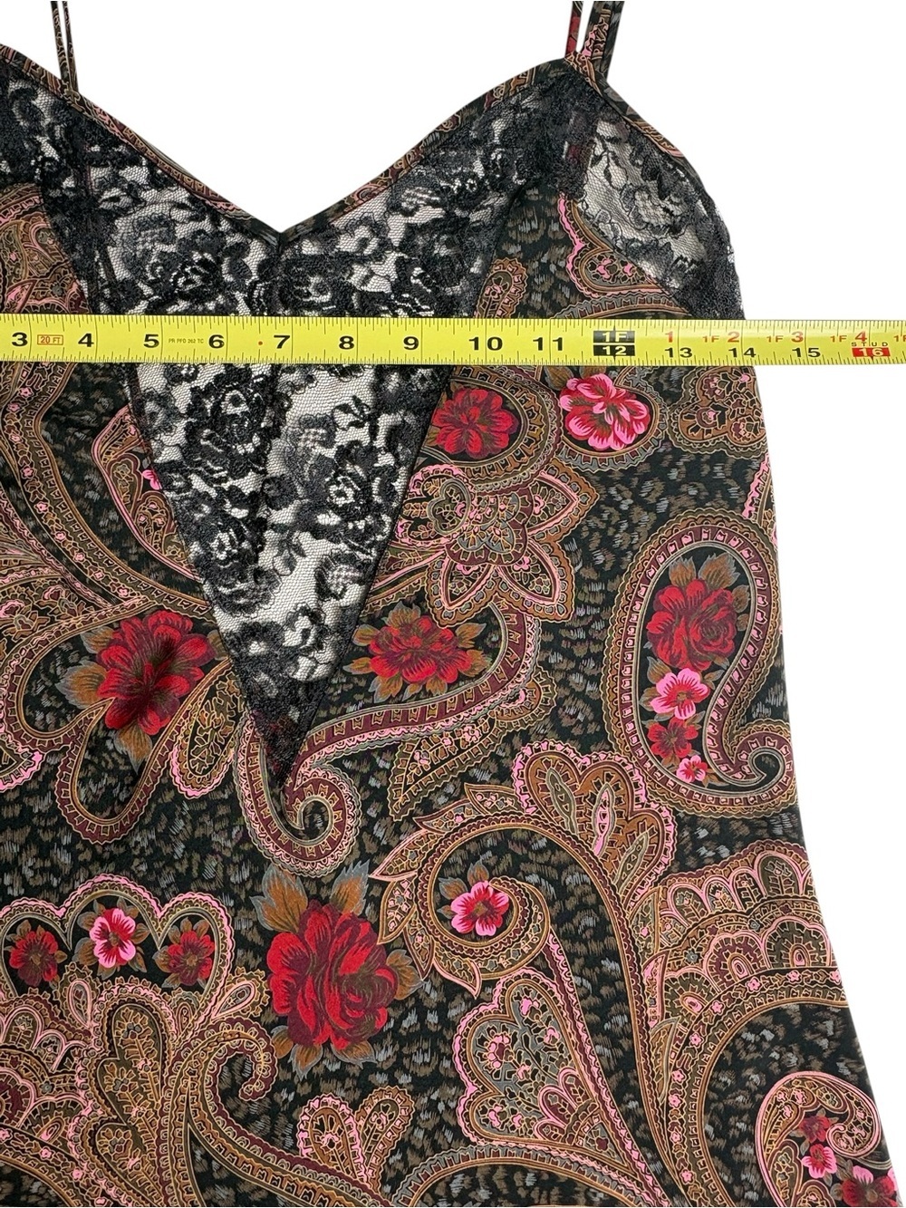 VTG Victoria's Secret Gold Label Paisley Lace Slip Dress Nightgown M - Picture 6 of 10